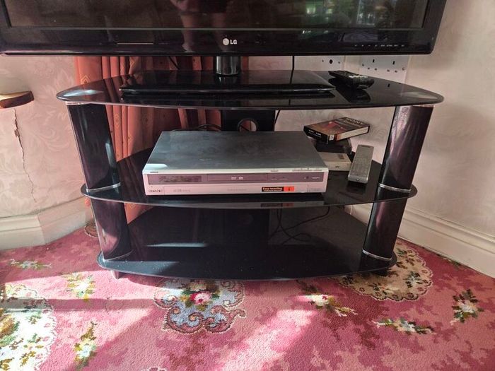 tv stand bench black with chrome reduced