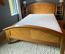 Wood king bed frame curved headboard oak solid