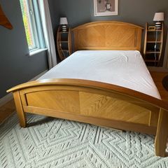 Wood king bed frame curved headboard oak solid