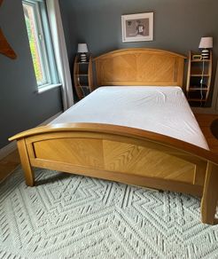 Wood king bed frame curved headboard oak solid