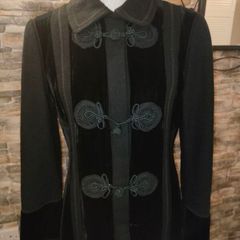 Noa Noa Copenhagen Black velvet button overcoat UK 10 to 12 Postage included