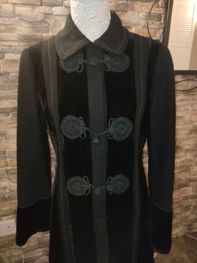Noa Noa Copenhagen Black velvet button overcoat UK 10 to 12 Postage included