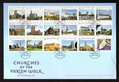 2016 Isle of Man Churches of the Parish Walk Commemorative Stamps First Day Cover (FDC)