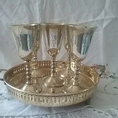 Brass Goblets & Tray