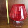 Vintage 1960s Large Red Art  Glass Balloon Brandy Glass Vase with Cat And Mouse Image 3