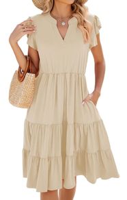 Brand New Yutdeng Women's Summer Dress Knee-Length Boho A-Line Casual Dress - Solid Colour.