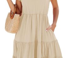 Brand New Yutdeng Women's Summer Dress Knee-Length Boho A-Line Casual Dress - Solid Colour.