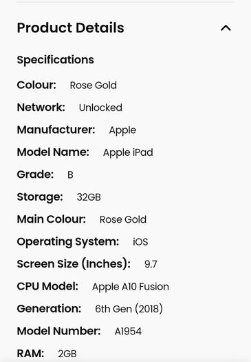 Apple ipad 6th Gen 32gb rose gold