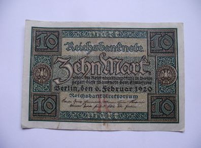 Germany. Reichsbanknote. 10 Mark (6.2.1920)