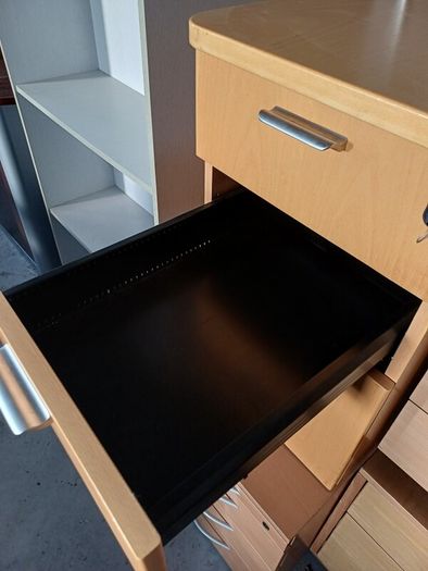 Wooden 3 Drawer Pedestal - Silver Handles