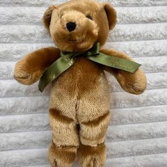 Harrods Knightsbridge Bear Green Bow Plush approx. 27 cm. Used Please see photos