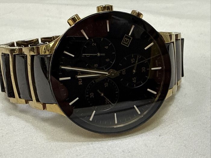 Rado Men's Centrix Two Tone Ceramic Swiss Made Watch Black Gold