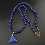 Vintage Lapis Lazuli Beads with Silver Triangle Lapis Pendant Necklace Image 8