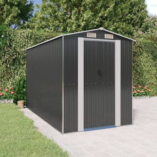 Garden Shed Anthracite 192x440x223 cm Galvanised Steel
