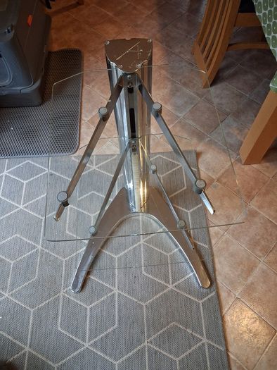 glass and chrome stand