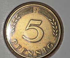 1950 Germany 5 Pfennig (Mint Mark F) - Vintage Collectible Coin