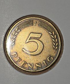 1950 Germany 5 Pfennig (Mint Mark F) - Vintage Collectible Coin