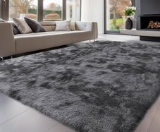MULTIPLE SIZES AVAILABLE Rugs Living Room 160x230cm, Grey Area Rugs for Bedroom, Washable Anti Slip Extra Large Shaggy Soft Rug Fluffy Modern Floor Carpets Mat Beside Rugs for Kids Living Room