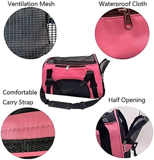 Pet Carrier Bag, Airline Approved Duffle Bags, Pet Travel Portable Bag Home for Little Dogs, Cats and Puppies, Small Animals (M, Pink) (FREE SHIPPING)