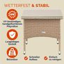 Polyrattan Side Table 50 x 50 x 45 cm Height Adjustable 5 mm Safety Glass Weatherproof 80 kg Load Capacity Garden Table Balcony Table Tea Table Outdoor Cream Image 4