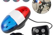 Bicycle Police Siren 4 Sounds Melody Bicycle Power Horn Siren Bell 6-LED Strobe Blue and Red Bicycle Safety Light for Kids Childs Children's Bike