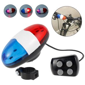 Bicycle Police Siren 4 Sounds Melody Bicycle Power Horn Siren Bell 6-LED Strobe Blue and Red Bicycle Safety Light for Kids Childs Children's Bike