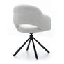 Kornelia Beige Chenille Swivel Chair  Black Metal, Built-in Arms Image 4