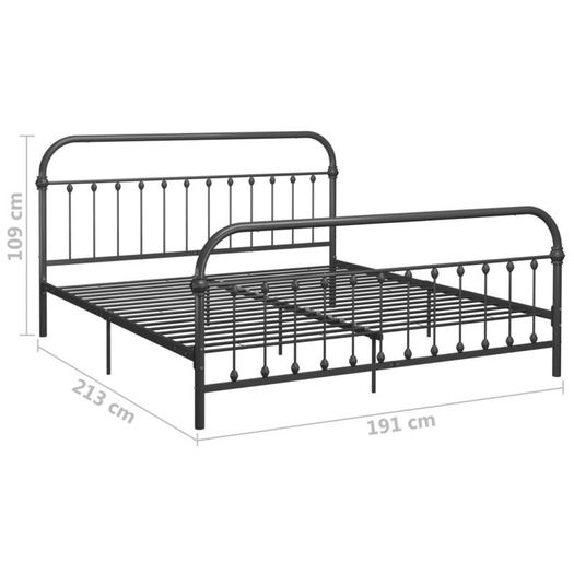Bed Frame Grey Metal 180x200 cm