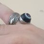 Lot Of 2 Vintage Suliemani Eye Agate Brass Rings Image 3