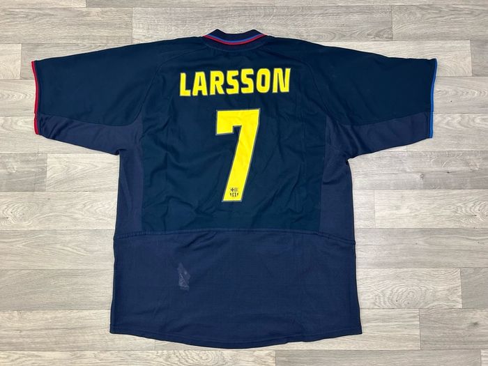 Genuine Vintage 2002 Nike Barcelona Away Henrik Larsson Jersey Shirt Mens XXL