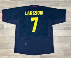 Genuine Vintage 2002 Nike Barcelona Away Henrik Larsson Jersey Shirt Mens XXL