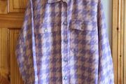 Bnwts Ostradivarius Ladies pastel pink lilac houndstooth Jacket / shirt size M includes post