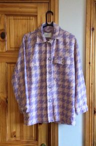 Bnwts Ostradivarius Ladies pastel pink lilac houndstooth Jacket / shirt size M includes post