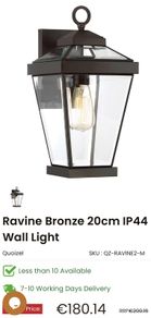 Exterior high quality decorative bronze Ravine 2 wall light with bulb , 220volt