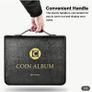 Coin Collection Holder For Collectors, 260 Pockets Coins Collecting Album With Zipper And Handle. Coin Display Storage Case For Money Currency Collection  (Box/folder Only) no coin slots transparent , u have to get them separatly Image 6