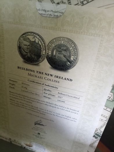 Mickey Mouse, Elvis, 2 titanic, paidraig Pearse, Micheal collins coins