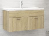 Sink Cabinet with Built-in Basin Sonoma Oak Chipboard