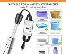 Water Heater, 2500W Warmer Immersion Heater Portable Electric Electric Immersion Water Heater with Intelligent Thermostat and 304 Stainless Steel Cover, Auto Shutoff