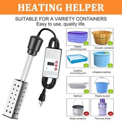 Water Heater, 2500W Warmer Immersion Heater Portable Electric Electric Immersion Water Heater with Intelligent Thermostat and 304 Stainless Steel Cover, Auto Shutoff