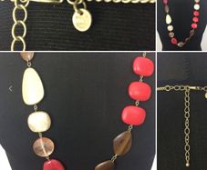 M&s Ladies Gold Tone  Mixed Large Flat Beaded Statement Necklace