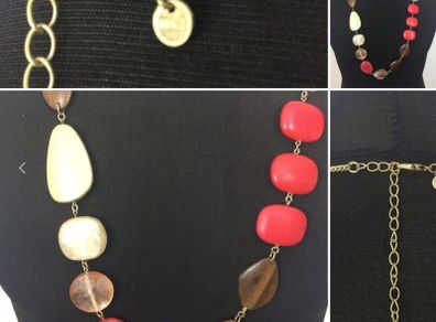 M&s Ladies Gold Tone  Mixed Large Flat Beaded Statement Necklace