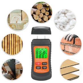 Wood Moisture Meter LCD Digital Damp Moisture Tester with Green Backlight Pin Type Water Leak & Moisture Detector for Wood Wall