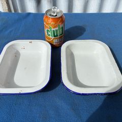 Matching pair of enamel dishes