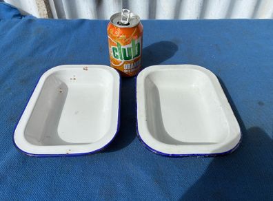 Matching pair of enamel dishes