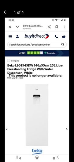 beko freestanding fridge with water dispenser