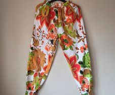 Floral 100% cotton loose summer trousers,  free size