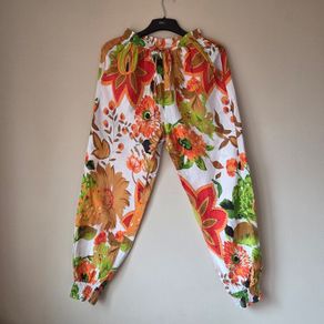 Floral 100% cotton loose summer trousers,  free size