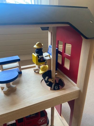 toy fire station. Fire truck and figures