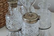 Silver Plated &amp; Crystal Cruet Condiments Set