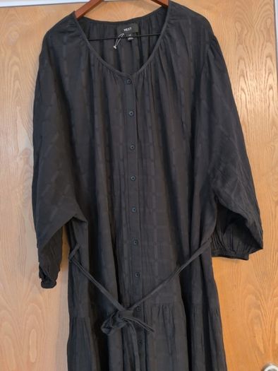 Next Black Dress With Self Tie belt.  S. 16. New -No Tag